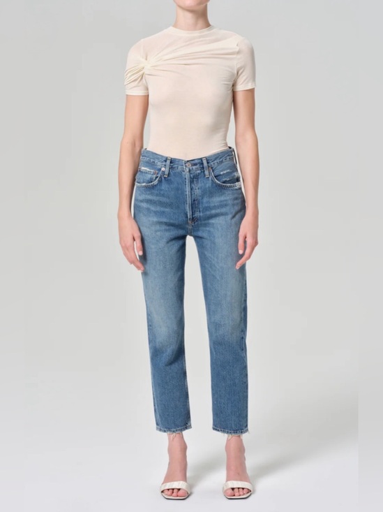 Agolde Denim - Agolde Riley High-Rise Straight Crop Jeans in Frequency Size 25